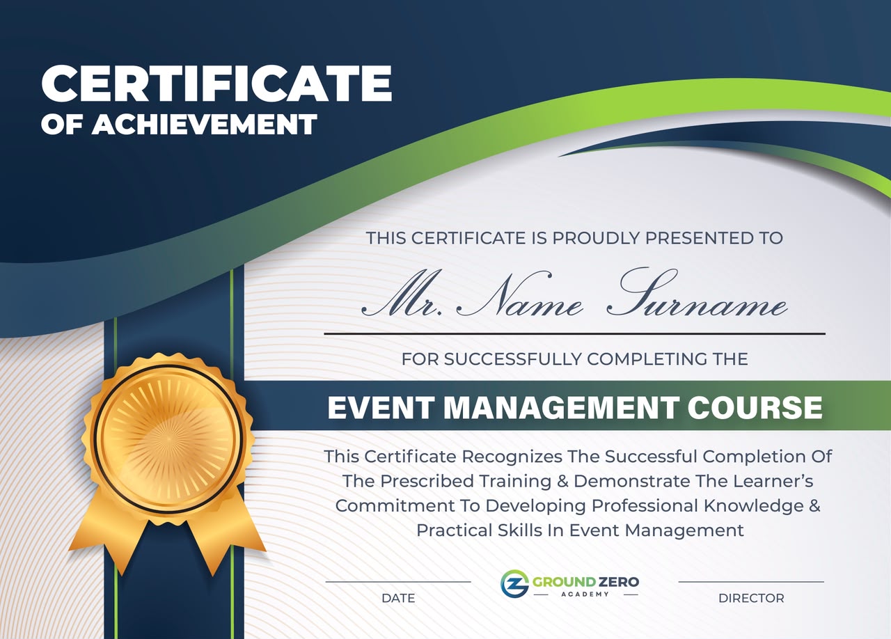 Ground Zero Academy Certificate of Achievement